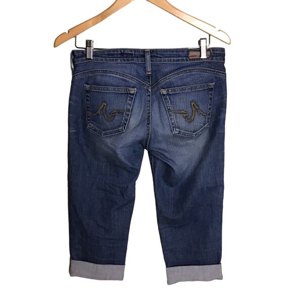 Adriano Goldschmied  Bermuda Shorts Sz 28R EUC Med Wash Rolled Hem Jean Shorts - Picture 1 of 14